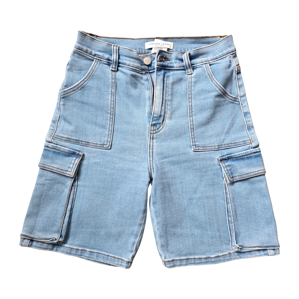 Encore Jeans Light Blue Denim Cargo Shorts